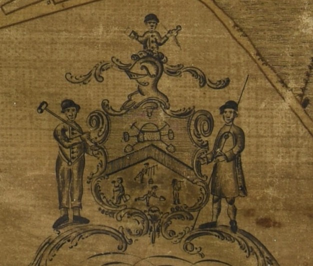 Detail of the cartouche with images of lead miners.