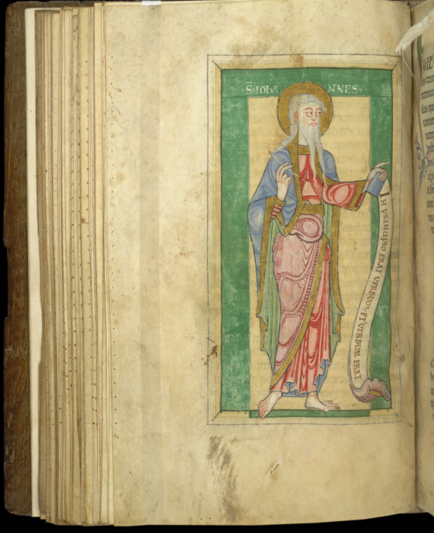 Full page miniature of St John the Evangelist (Add MS 46487 f52.v) 