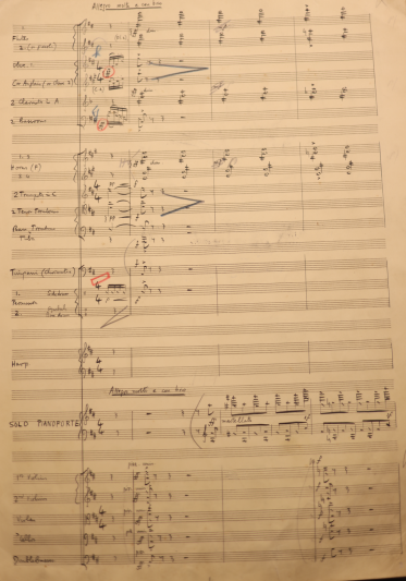 Autograph manuscript of Benjamin Britten’s Piano Concerto, Movement 1, first page. Courtesy of the Britten Pears Archive.