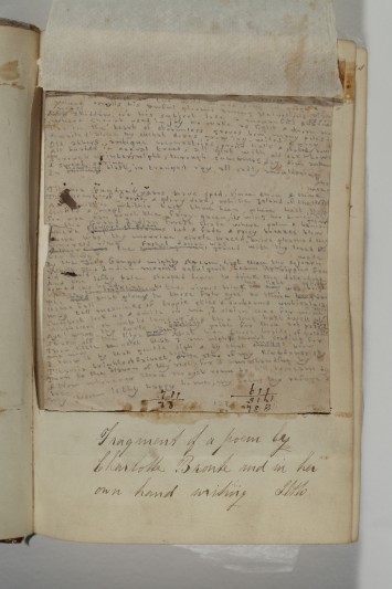 Fragment of Charlotte Bronte poem contained inside the volume. Image courtesy of Bronte Society.