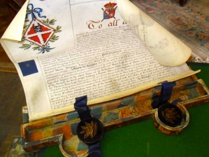 Grant of Arms to the illegitimate daughters of Thomas Legh, 1806. FNL grant 2012. Image courtesy of National Trust, Lyme Park.