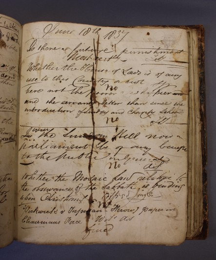 Minute Book of the Pickwick Club, 1837-43. Courtesy of Charles Dickens Museum.