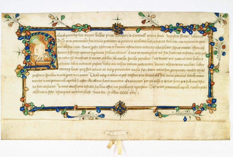 Illuminated mandate of John Till, Prior Provincial of the Order of Dominicans in England.