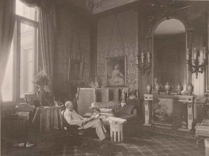 Baron Ferdinand Rothschild in the Baron's Room from the Red Book, 1897. © Trustees of the British Museum.