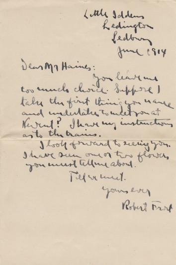 Letter from Frost to Haines, June 1914.