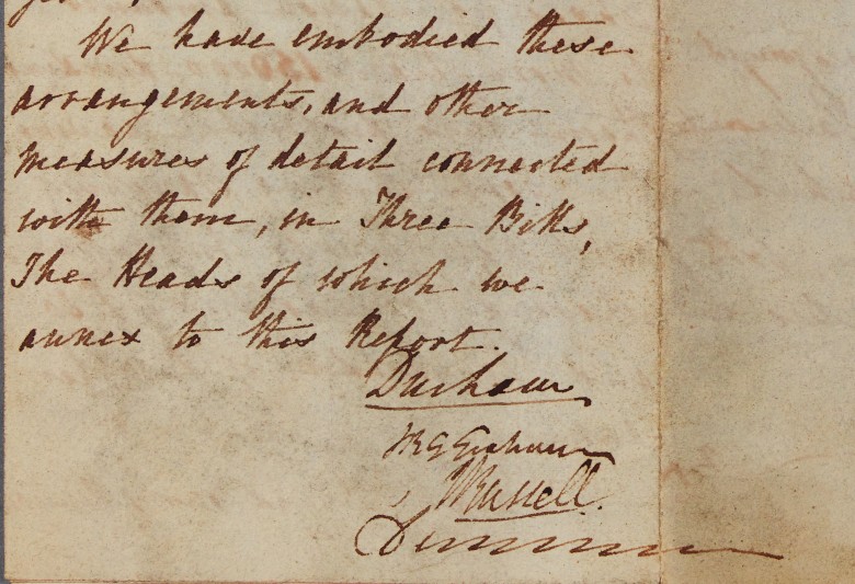 Draft letter addressed to Earl Grey, signed by the Commission of Four, 14 January 1831. 