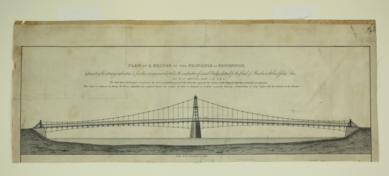 Design for a suspension bridge for the Isle of Bourbon.