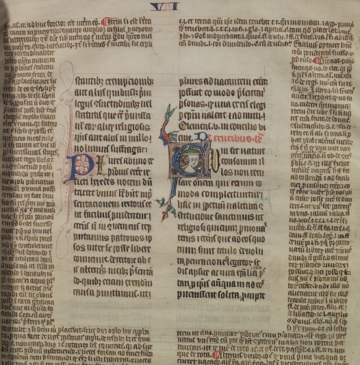 Detail from an early 14th century fragment of the Constitution of Pope Clement.  Courtesy of Lincolnshire Archives.