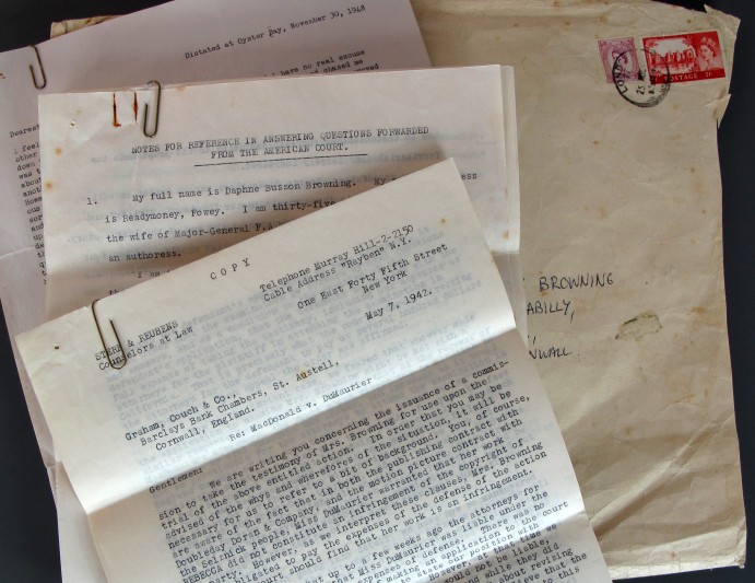 Papers relating to the case of Macdonald v du Maurier in the US court in 1942