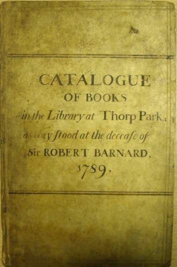 Catalogue of Books from Thorp Park and Brampton Hall. FNL grant 1987. Image courtesy of Cambridgeshire Archives.