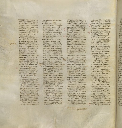 The Codex Sinaiticus, FNL grant to British Library 1933.  Image by kind permission of the British Library