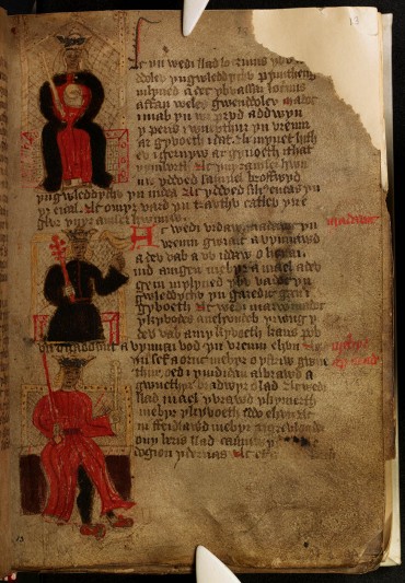 Peniarth MS 23C; f.13 r. (pen00032). Image courtesy of National Library of Wales.